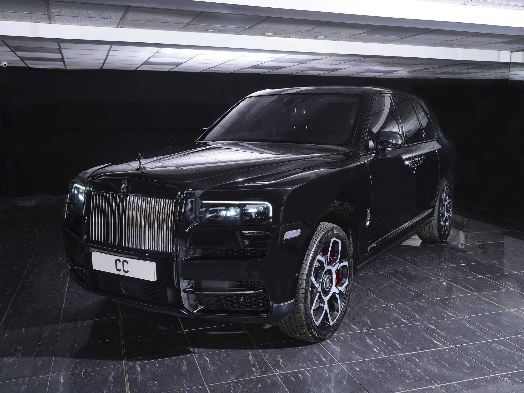 Rolls-Royce Cullinan in black, photographed in the workshop